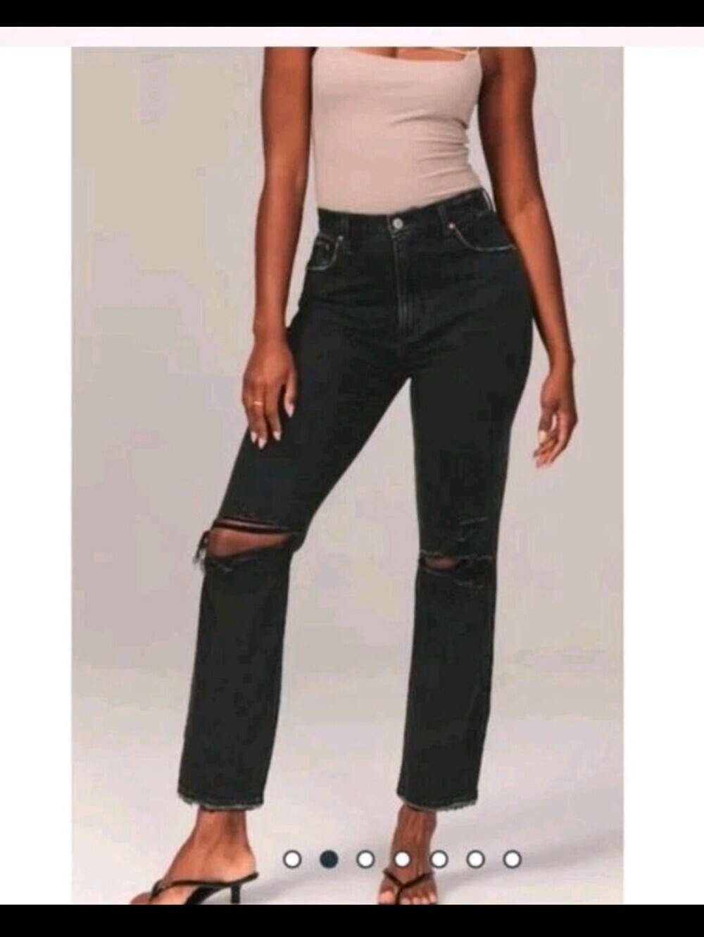 Abercrombie & Fitch Womens Washed Black Ultra High Rise Distressed Mom Jean 14S